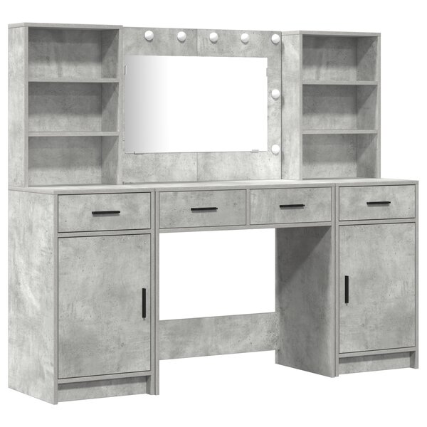 Ensemble de coiffeuse de 3 pièces vidaXL en bois d'ingénierie gris béton