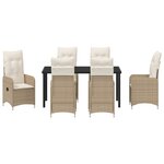 vidaXL Set de Dîner de Jardin 7 Pièces avec Coussins Beige Poly Rattan