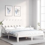 vidaXL Cadre de lit avec tête de lit blanc King Size bois massif