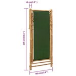 vidaXL Chaise de terrasse Bambou et toile Vert