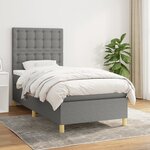 vidaXL Sommier à lattes de lit et matelas Gris foncé 90x190 cm Tissu