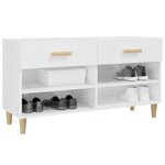 vidaXL Armoire à chaussure Blanc brillant 102x35x55 cm Bois ingénierie