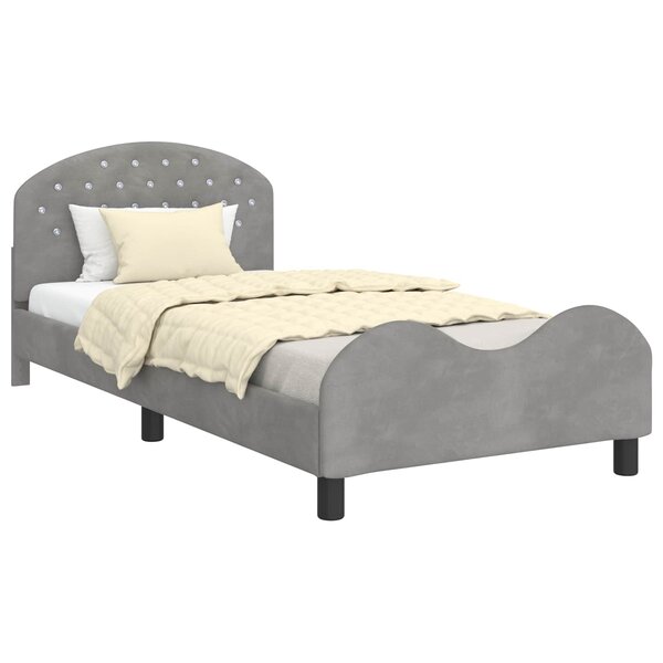 vidaXL Cadre de lit pour enfants avec tête de lit Gris clair Velours