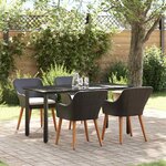 vidaXL Ensemble de jardin 5 pièces en rotin noir