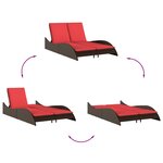 vidaXL Chaise longue avec coussins Marron 114 x 205 x 73 cm Résine tressée