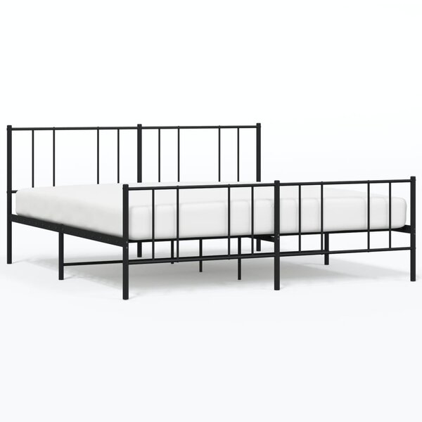 vidaXL Cadre de lit métal avec tête de lit/pied de lit noir 183x213 cm