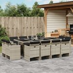 vidaXL Ensemble à manger de jardin et coussins 13 Pièces gris clair rotin