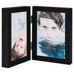 vidaXL Cadre photo dépliable en deux Noir 2x(13x18 cm)