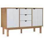 vidaXL Buffet OTTA Marron et blanc 113 5x43x73 cm Bois massif pin
