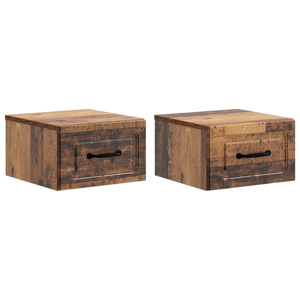 vidaXL Cabinet de chevet mural 2 pc Bois ancien 34 5 x 33 x 20 cm