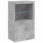 vidaXL Buffet avec lumières LED gris béton 181 5x37x100 cm