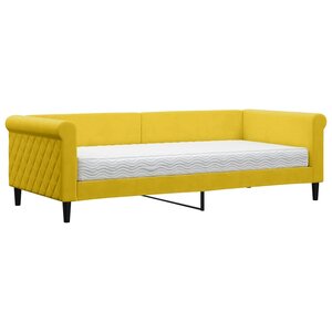 vidaXL Lit de jour avec matelas jaune 90x200 cm velours