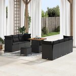 vidaXL Ensemble de canapé de jardin Manuel 10 Pièces Noir 80 x 80 x 71 cm