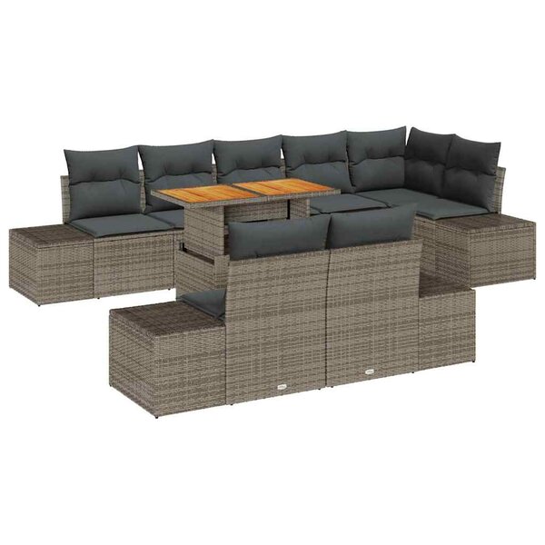 vidaXL Ensemble de salle à manger pour jardin 9 Pièces Gris  Marron