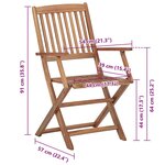 vidaXL Chaises pliables d'extérieur et coussins lot de 8 Bois d'acacia