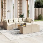 vidaXL Salon de jardin avec coussins 10 Pièces beige résine tressée