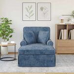 vidaXL Chaise lounge avec jupe avec coussin Bleu 157 x 91 x 91 cm ARES
