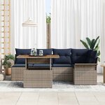 vidaXL Ensemble de canapé de jardin 6 Pièces Gris Poly rotin