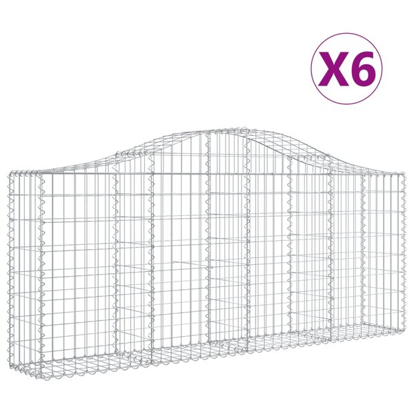 vidaXL Paniers à gabions arqués 6 Pièces 200x30x80/100 cm Fer galvanisé