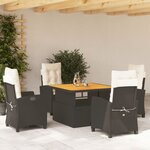 vidaXL Ensemble à manger de jardin coussins 5Pièces Noir Résine tressée