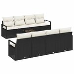 vidaXL Ensemble de canapé de jardin 7 Pièces Noir  Crème 55 x 55 x 37 cm