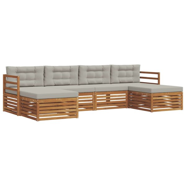 vidaXL Ensemble de canapés d'extérieur 6 pc Gris Naturel et Clair