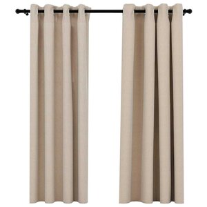 vidaXL Rideaux occultants aspect lin avec œillets 2Pièces beige 140x175cm
