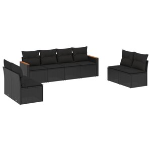 vidaXL Salon de jardin 8 Pièces avec coussins noir résine tressée