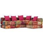 vidaXL Pouf modulaire à 4 places Patchwork Tissu