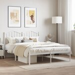 vidaXL Cadre de lit métal avec tête de lit blanc 140x190 cm