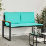 vidaXL banc avec coussin Noir et turquoise 115 x 65 x 72 cm Rotin