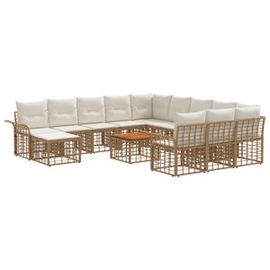 vidaXL Ensemble de canapé de jardin 13 Pièces Blanc Naturel et Crème