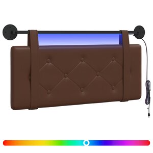 vidaXL Tête de lit suspendue Avec lumière LED Marron Simili cuir