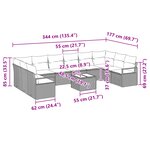 Ensemble de canapés de jardin 11 pièces avec coussins marron en rotin synthétique