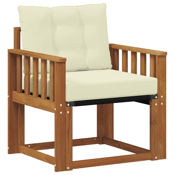 vidaXL Canapé d’extérieur Bois d'Acacia Massif Naturel et Crème