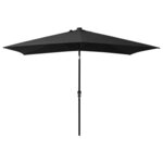 vidaXL Parasol de jardin avec LED et mât en acier noir 2x3 m