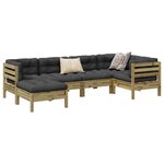 vidaXL Salon de jardin 6 Pièces avec coussins bois de pin imprégné