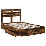 vidaXL Lit de Rangement Chêne fumé 120 x 190 cm Bois d'ingénierie