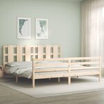 vidaXL Cadre de lit avec tête de lit 200x200 cm bois massif