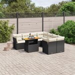 vidaXL Salon de jardin 9 Pièces avec coussins noir résine tressée