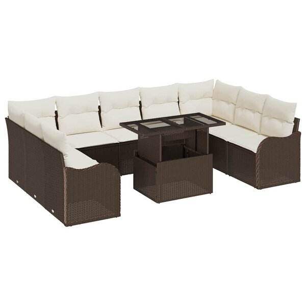 vidaXL Ensemble de canapé de jardin 10 Pièces Marron 100 x 55 x 73 cm
