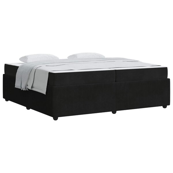 vidaXL Cadre de lit avec matelas Noir 200 x 200 cm tissu