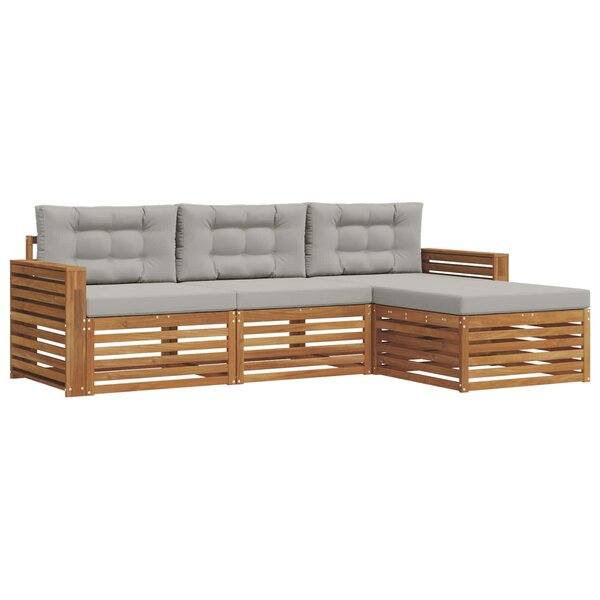 vidaXL Ensemble de canapés d'extérieur 4 pc Gris Naturel et Clair