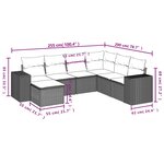 vidaXL Salon de jardin avec coussins 7 Pièces gris résine tressée