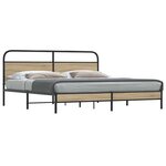 vidaXL Cadre de lit en métal sans matelas chêne fumé 193x203 cm