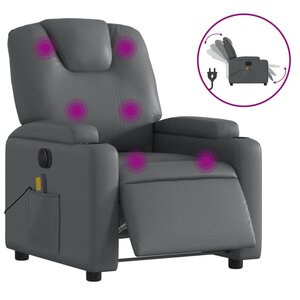 vidaXL Fauteuil de massage inclinable électrique gris similicuir