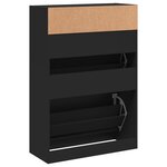 vidaXL Armoire à chaussures 2 tiroirs rabattables noir 80x34x116 cm