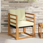 vidaXL Canapé d’extérieur Bois d'Acacia Massif Naturel et Crème