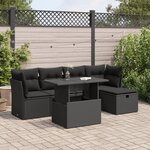 vidaXL Salon de jardin 6 Pièces avec coussins noir résine tressée