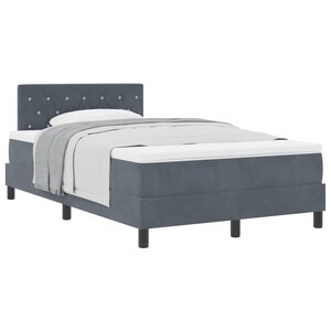 vidaXL Lit à ressorts avec matelas Gris foncé 120 x 200 cm Velours